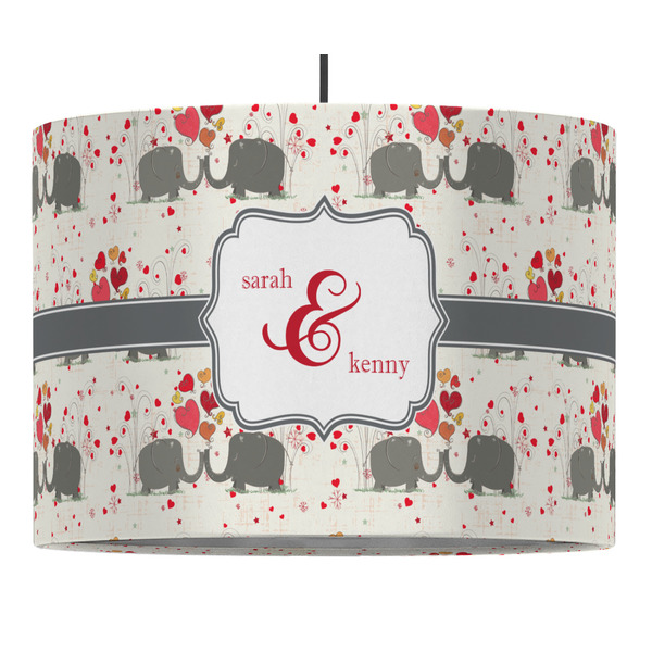 Elephants in Love 16" Drum Lampshade - PENDANT (Fabric)