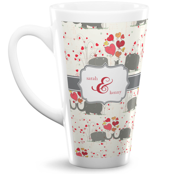 Custom Elephants in Love 16 Oz Latte Mug (Personalized)