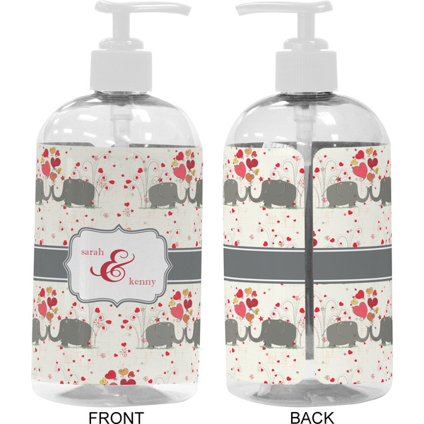 Elephants in Love 16 oz Plastic Liquid Dispenser- Approval- White