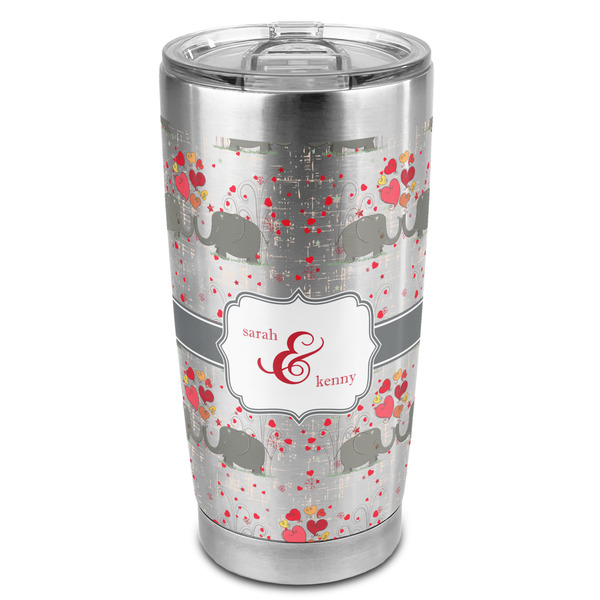 Custom Elephants in Love 20oz Stainless Steel Double Wall Tumbler - Full Print (Personalized)