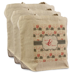 Elephants in Love Reusable Cotton Grocery Bags - Set of 3 (Personalized)