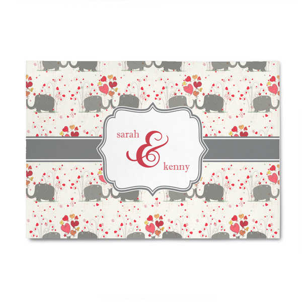 Custom Elephants in Love 4' x 6' Patio Rug (Personalized)