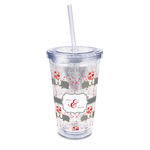 Elephants in Love 16oz Double Wall Acrylic Tumbler with Lid & Straw - Full Print (Personalized)