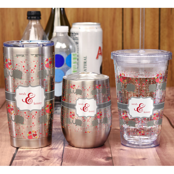 Elephants in Love Acrylic Tumbler - Full Print - In Context