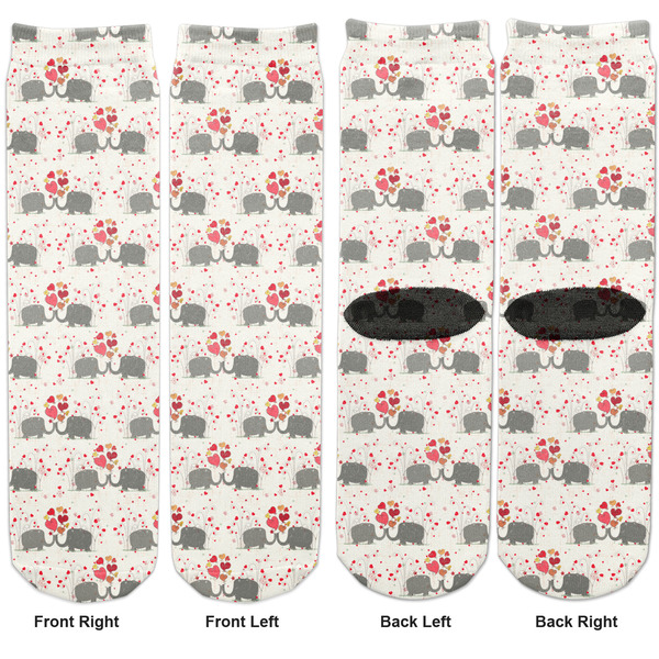 Elephants in Love Adult Crew Socks - Double Pair - Front and Back - Apvl