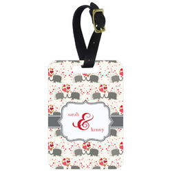 Elephants in Love Metal Luggage Tag w/ Couple's Names