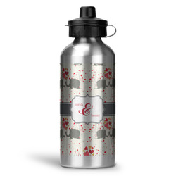 Elephants in Love Water Bottle - Aluminum - 20 oz (Personalized)