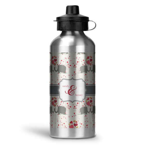 Custom Elephants in Love Water Bottle - Aluminum - 20 oz (Personalized)