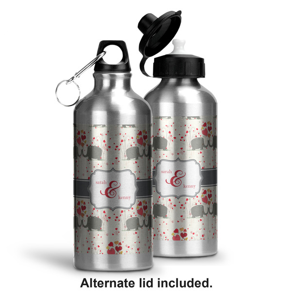 Elephants in Love Aluminum Water Bottle - Alternate lid options