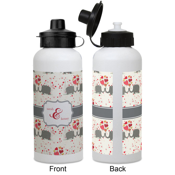 Elephants in Love Aluminum Water Bottle - White APPROVAL