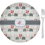Elephants in Love 8" Glass Appetizer / Dessert Plates - Single or Set (Personalized)
