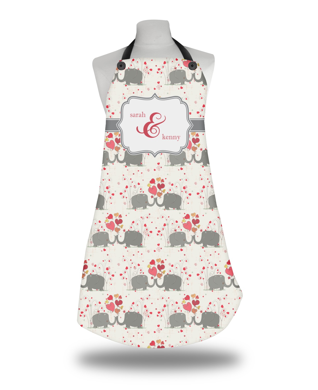 Elephants In Love Apron Without Pockets W Couples Names Youcustomizeit 