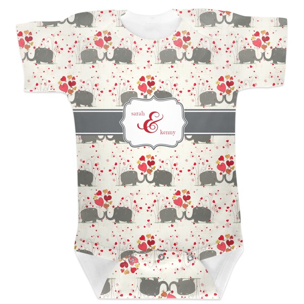 Custom Elephants in Love Baby Bodysuit 6-12 (Personalized)