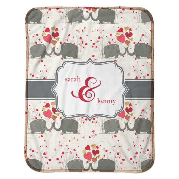 Elephants in Love Baby Sherpa Blanket - Flat