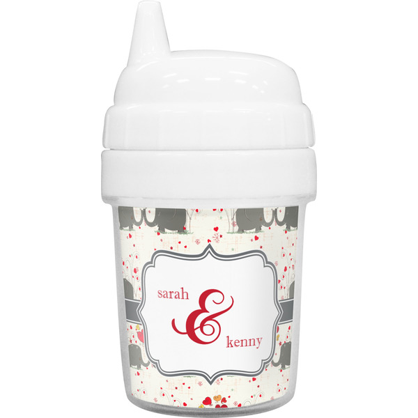 Custom Elephants in Love Baby Sippy Cup (Personalized)