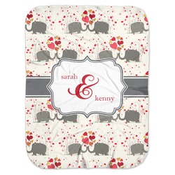 Elephants in Love Baby Swaddling Blanket (Personalized)