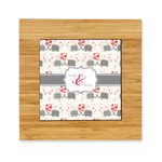 Elephants in Love Bamboo Trivet with Ceramic Tile Insert (Personalized)