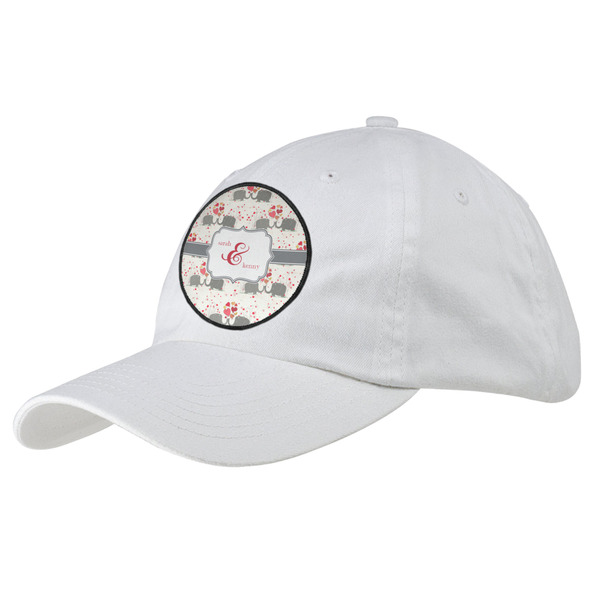Custom Elephants in Love Baseball Cap - White (Personalized)