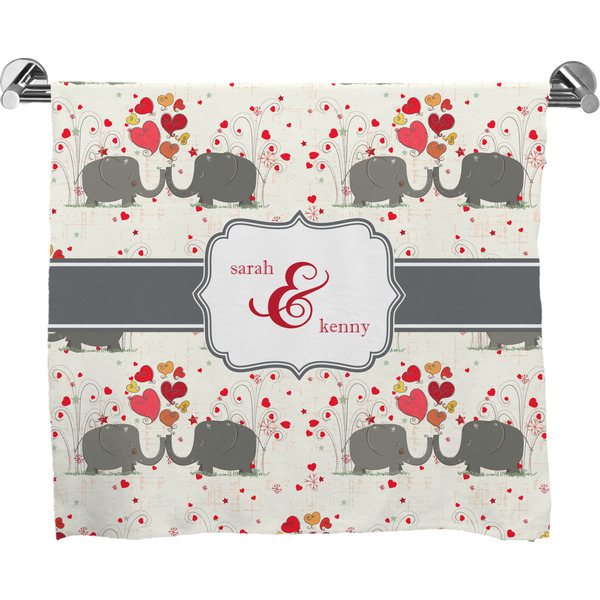 Custom Elephants in Love Bath Towel (Personalized)