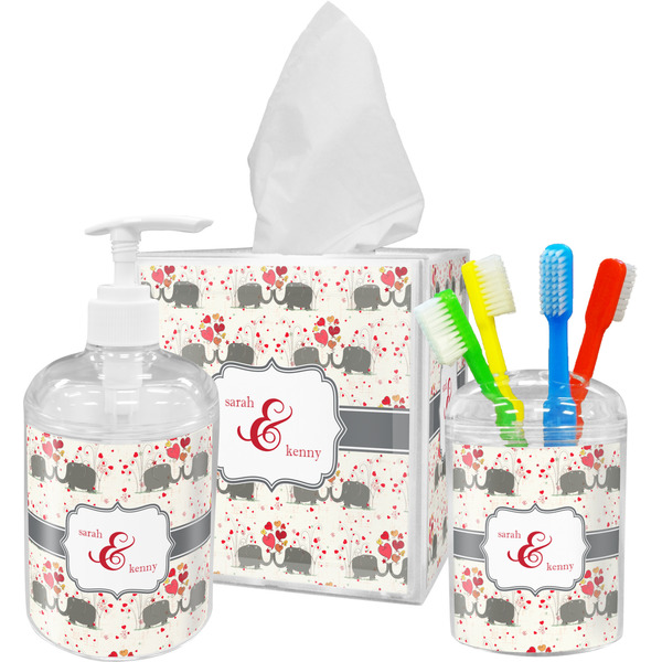 Elephants in Love Bathroom Accessories Set (Personalized)
