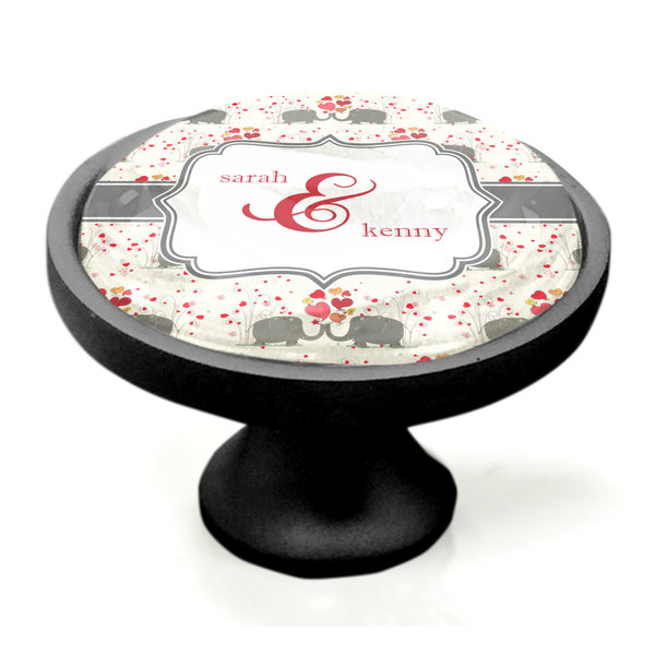 Elephants in Love Black Custom Cabinet Knob (Side)