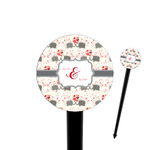 Elephants in Love 4" Round Plastic Food Picks - Black - Double Sided (Personalized)