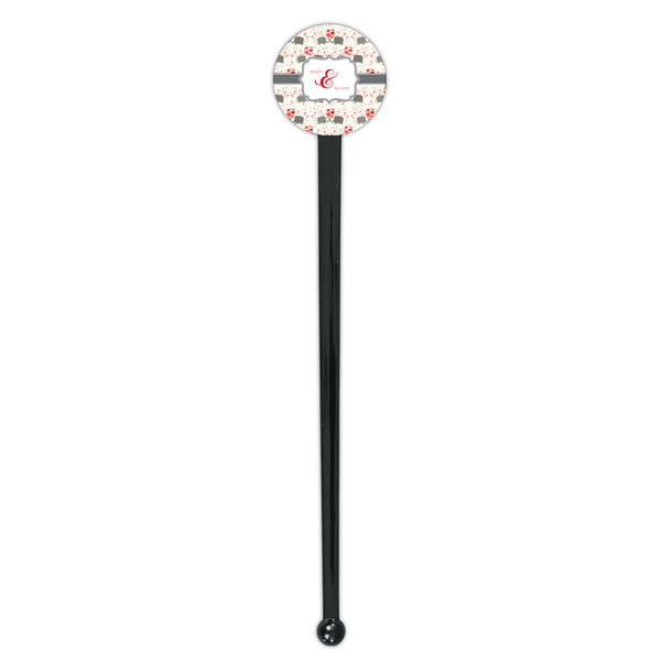 Elephants in Love Black Plastic 7" Stir Stick - Round - Single Stick