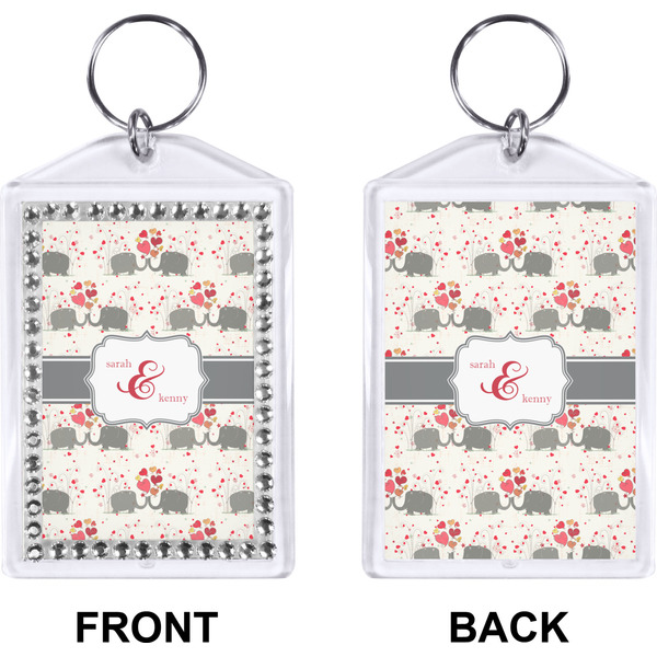Elephants in Love Bling Keychain (Front + Back)