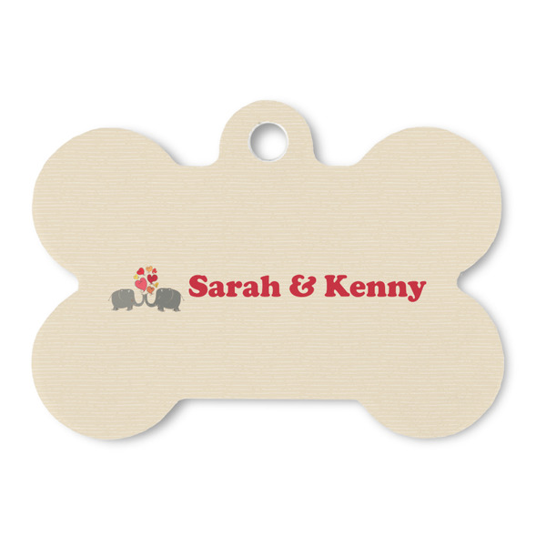 Custom Elephants in Love Bone Shaped Dog ID Tag (Personalized)