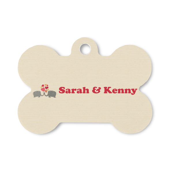 Custom Elephants in Love Bone Shaped Dog ID Tag - Small (Personalized)
