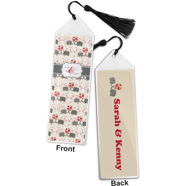 Elephants in Love Bookmark with tassel - Front and Back