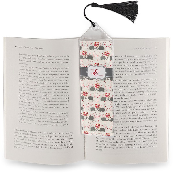 Elephants in Love Bookmark with tassel - In book