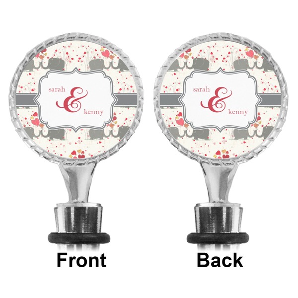 Elephants in Love Bottle Stopper - Front and Back
