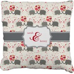 Elephants in Love Faux-Linen Throw Pillow 16" (Personalized)