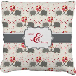 Elephants in Love Faux-Linen Throw Pillow 16" (Personalized)