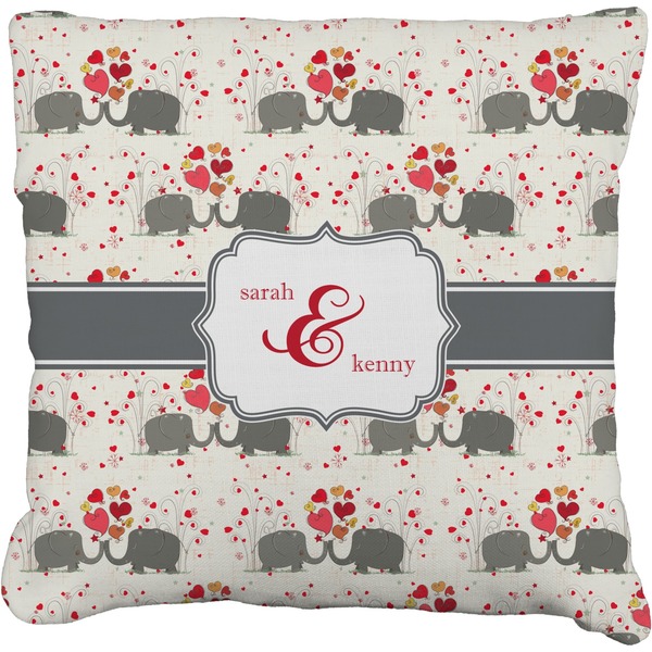 Custom Elephants in Love Faux-Linen Throw Pillow 16" (Personalized)