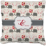 Elephants in Love Faux-Linen Throw Pillow 18" (Personalized)