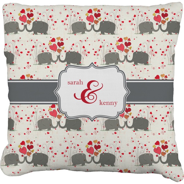 Custom Elephants in Love Faux-Linen Throw Pillow 18" (Personalized)