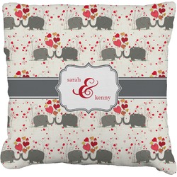 Elephants in Love Faux-Linen Throw Pillow 20" (Personalized)