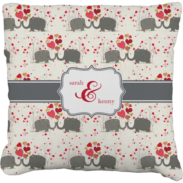 Custom Elephants in Love Faux-Linen Throw Pillow 20" (Personalized)