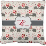 Elephants in Love Faux-Linen Throw Pillow 26" (Personalized)