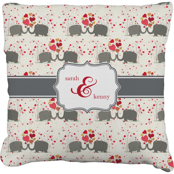 Custom Elephants in Love Faux-Linen Throw Pillow 26" (Personalized)