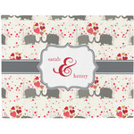 Elephants in Love Woven Fabric Placemat - Twill w/ Couple's Names