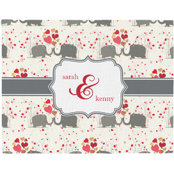 Elephants in Love Woven Fabric Placemat - Twill w/ Couple's Names