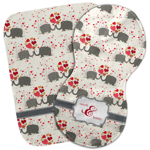 Custom Elephants in Love Burp Cloth (Personalized)