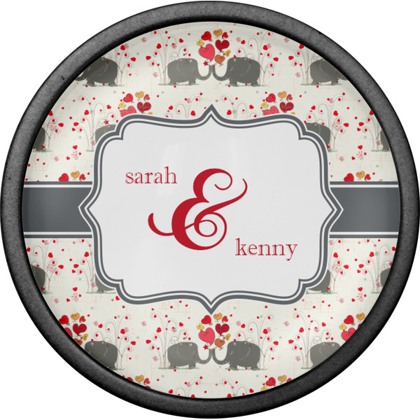 Elephants in Love Cabinet Knob - Black - Front