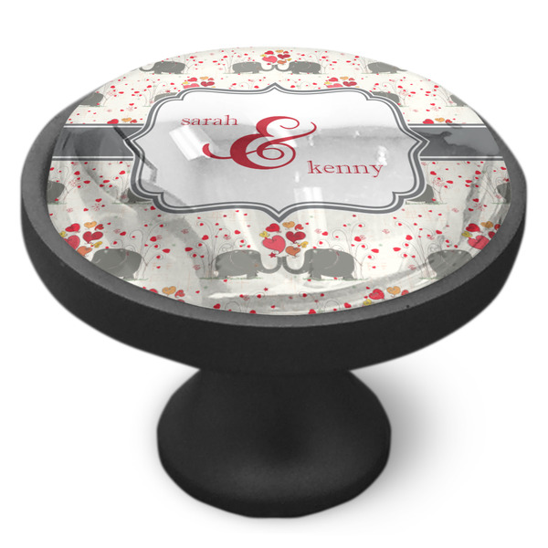 Elephants in Love Cabinet Knob - Black - Side