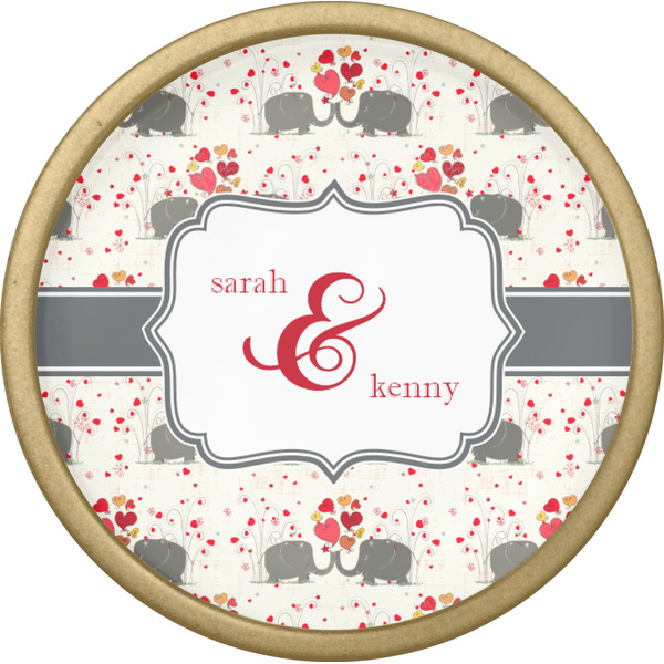 Elephants in Love Cabinet Knob - Gold - Front