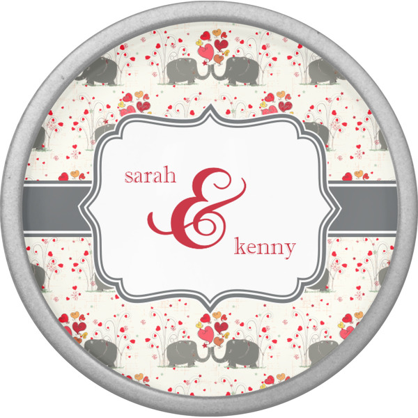 Elephants in Love Cabinet Knob - Nickel - Front