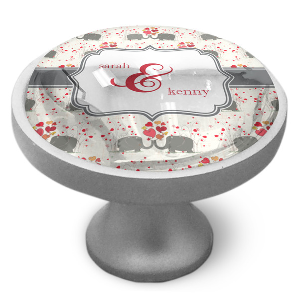 Elephants in Love Cabinet Knob - Nickel - Side